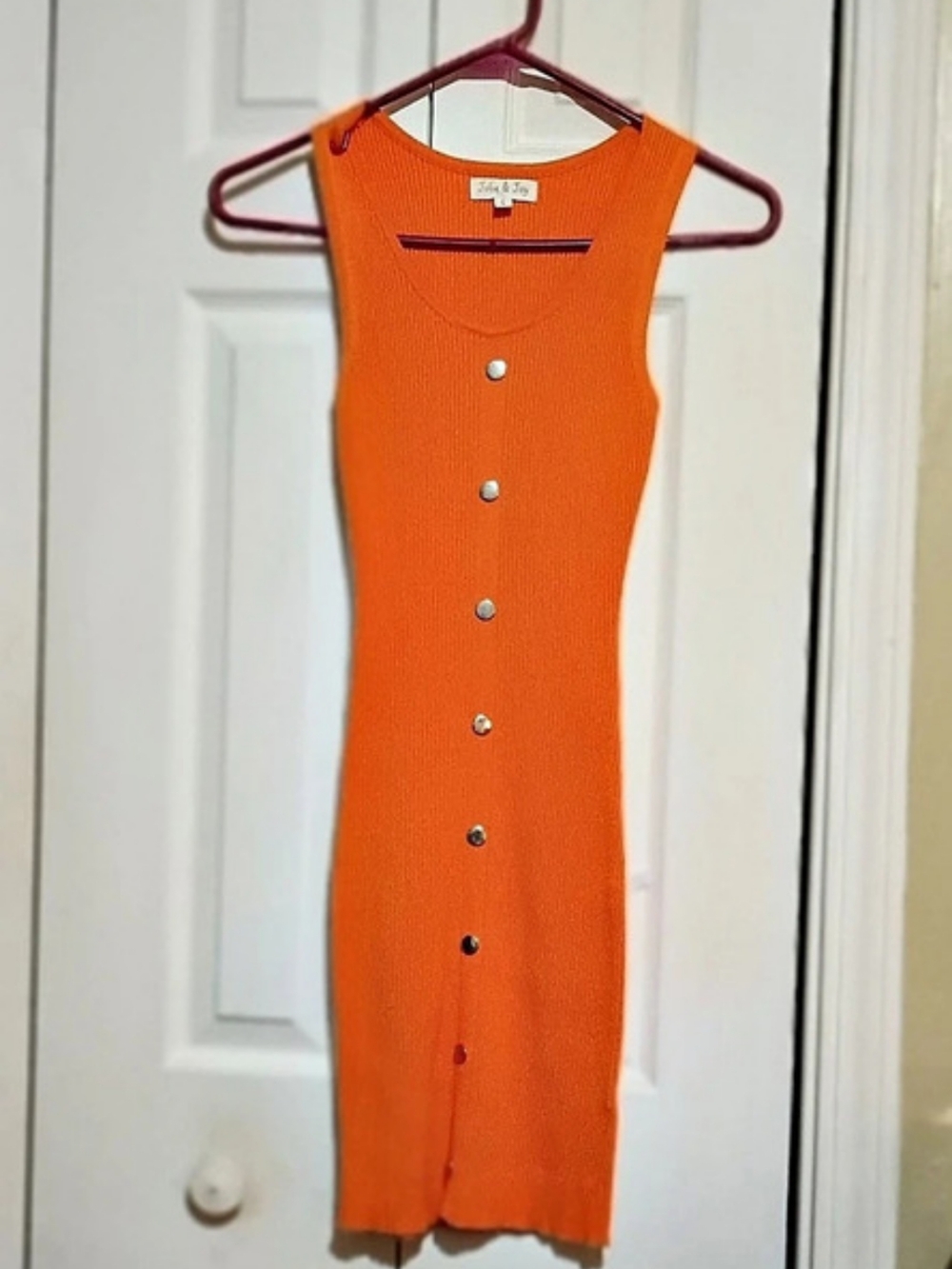 Orange Knit Midi Dress